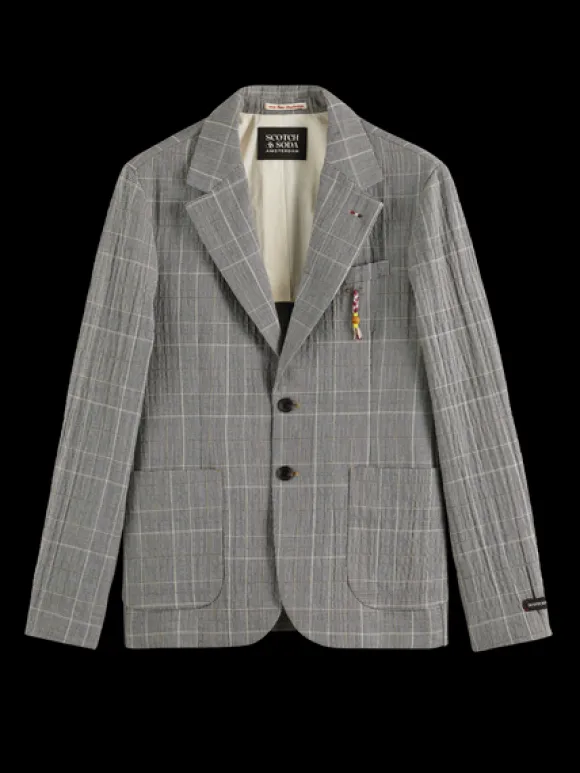 Checked Cotton-Blend Seersucker Blazer