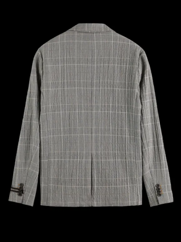 Checked Cotton-Blend Seersucker Blazer