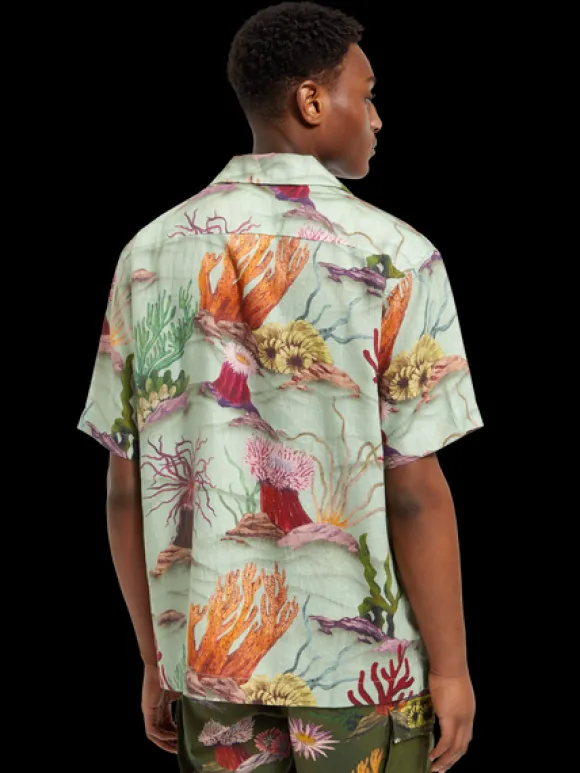 Coral Printed Linen Blend Shirt