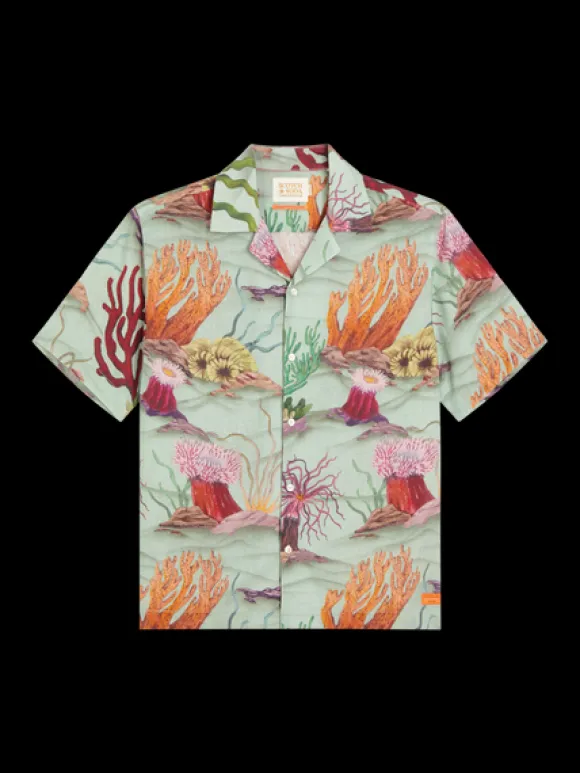 Coral Printed Linen Blend Shirt
