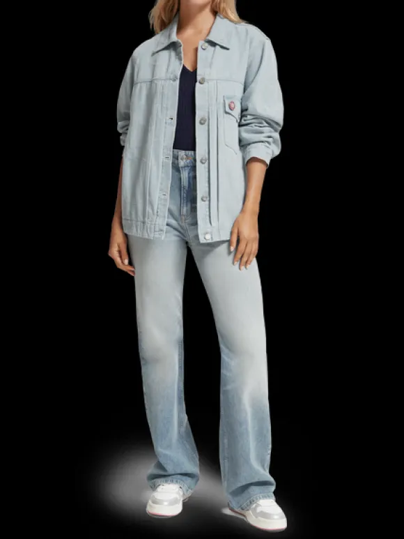 Denim Trucker Jacket | Indigo Waves Jacquard
