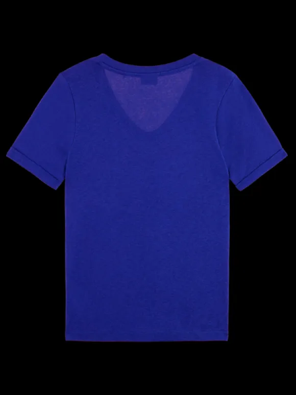 Embroidered Detail V Neck T-Shirt