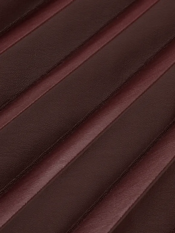 Faux Leather Pleated High Rise Midi Skirt
