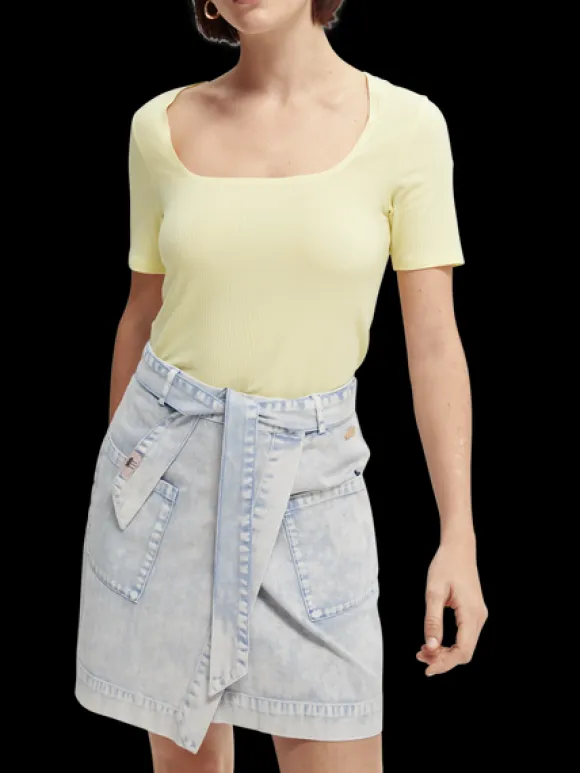 Fitted Ribbed Scoop-Neck T-Shirt