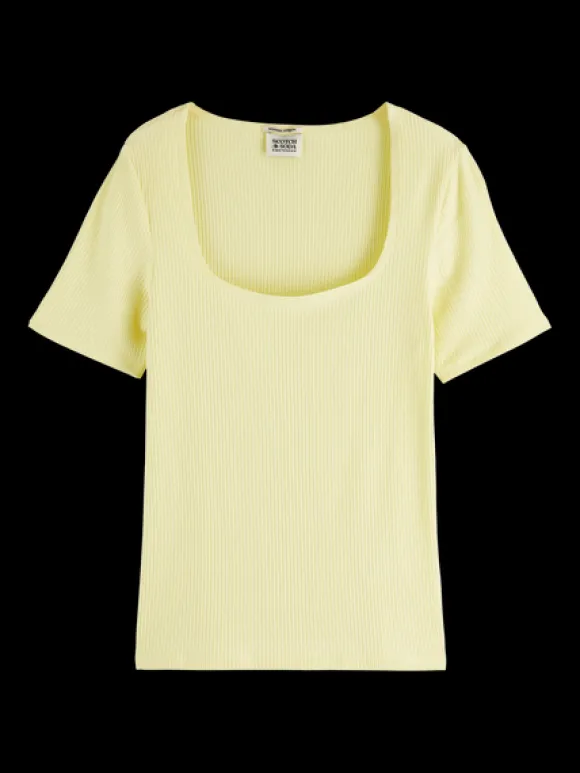 Fitted Ribbed Scoop-Neck T-Shirt