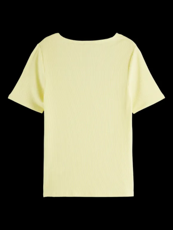Fitted Ribbed Scoop-Neck T-Shirt