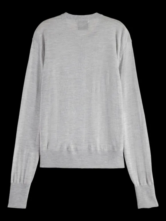 Jacquard Trim Crew Neck Cardigan