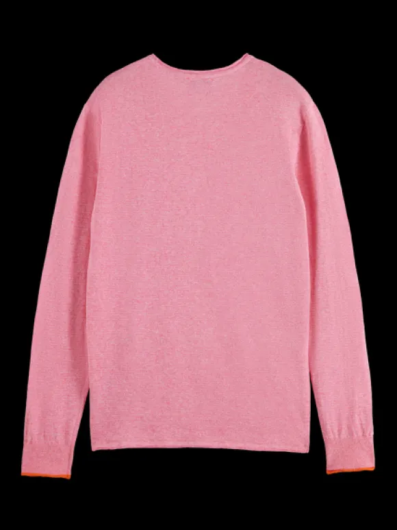 Linen Cotton Blend Crew Neck Pullover