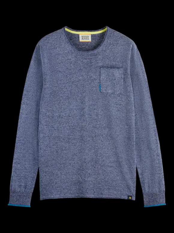 Linen Cotton Blend Crew Neck Pullover