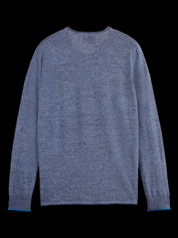 Linen Cotton Blend Crew Neck Pullover