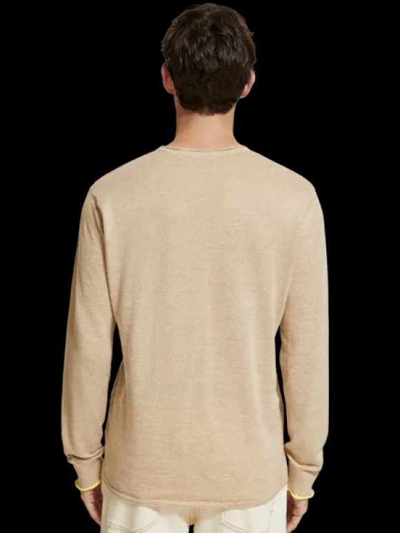Linen Cotton Blend Crew Neck Pullover