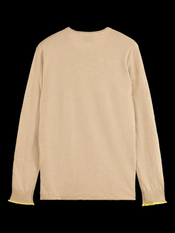 Linen Cotton Blend Crew Neck Pullover