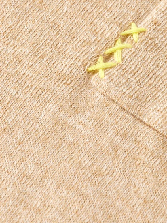 Linen Cotton Blend Crew Neck Pullover