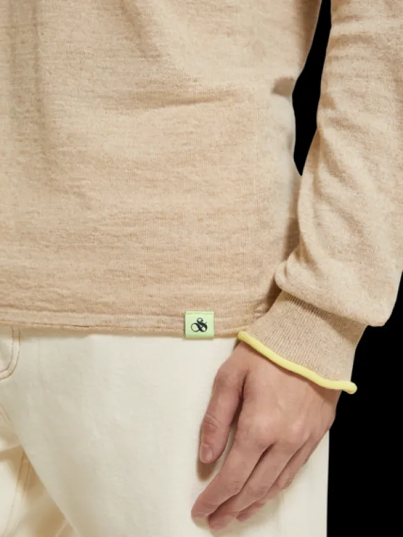 Linen Cotton Blend Crew Neck Pullover