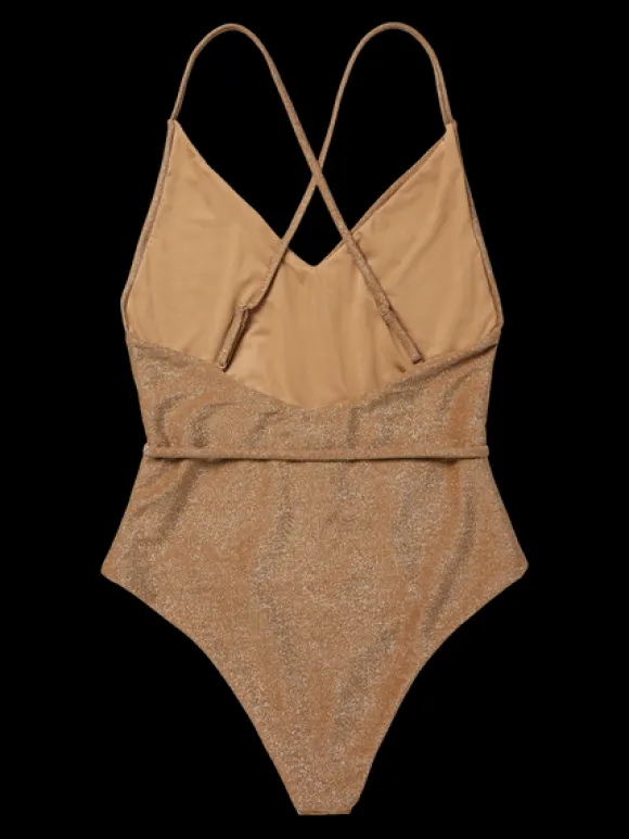 Metallic Swimsuit With Tie