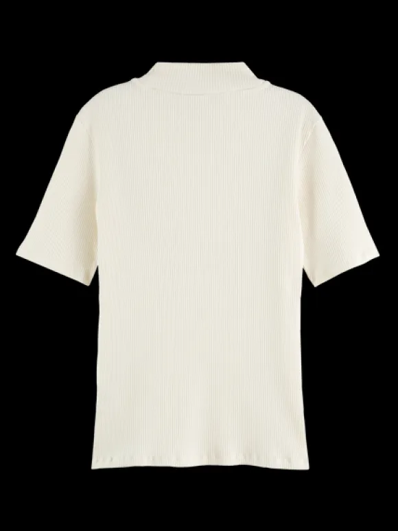 Mock Neck Ribbed Slim-Fit Top