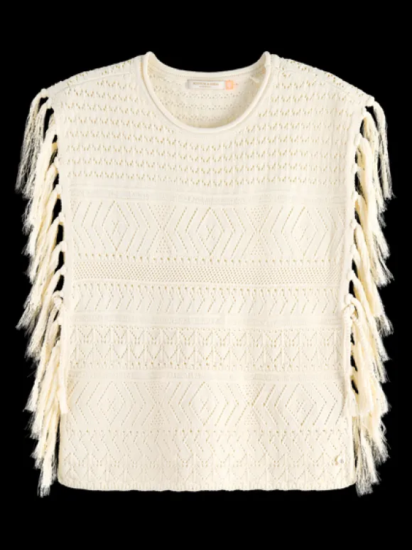 Pointelle Stitch Knitted Tank With Fringing