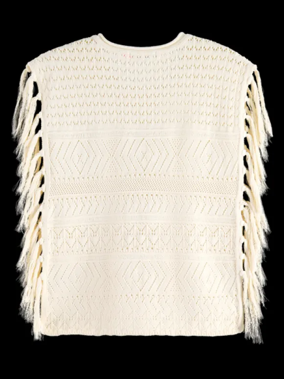 Pointelle Stitch Knitted Tank With Fringing