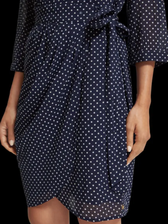 Polka Dot Mini Wrap Dress