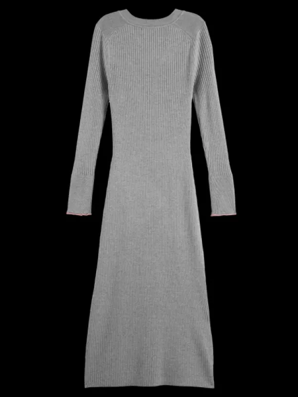 Ribbed V-Neck Knit Dress