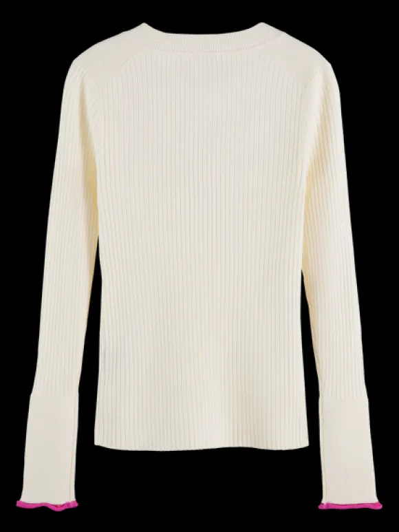 Ribbed V-Neck Pullover