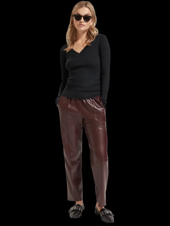 Ribbed V-Neck Pullover