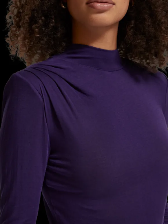 Shoulder Pad Mock Neck Top