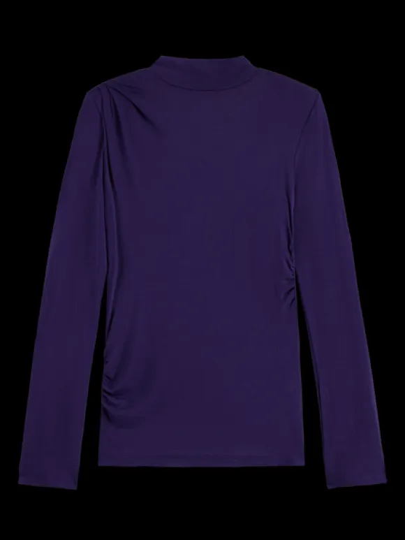 Shoulder Pad Mock Neck Top