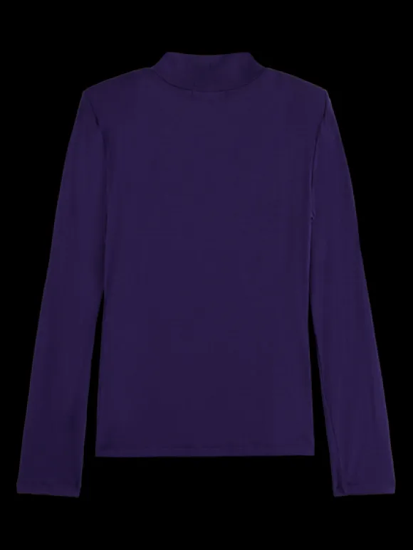 Shoulder Pad Mock Neck Top