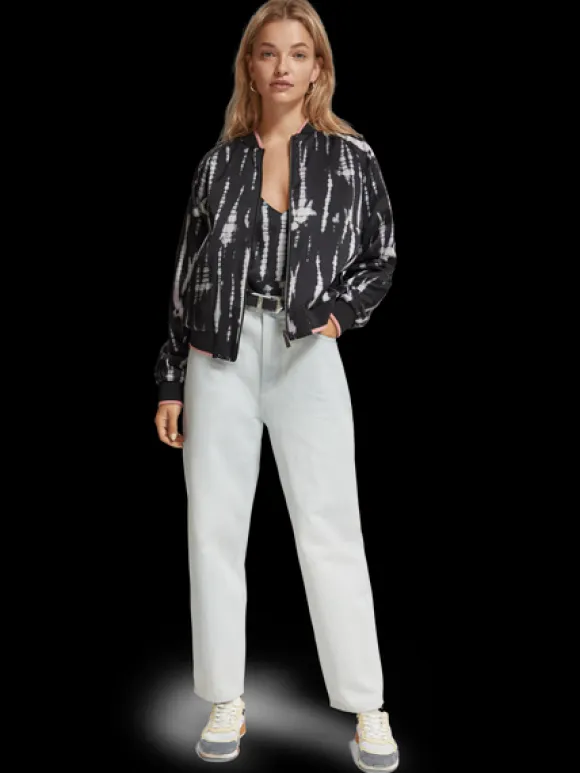 Tie Dye Printed Reversible Bomber Jacket