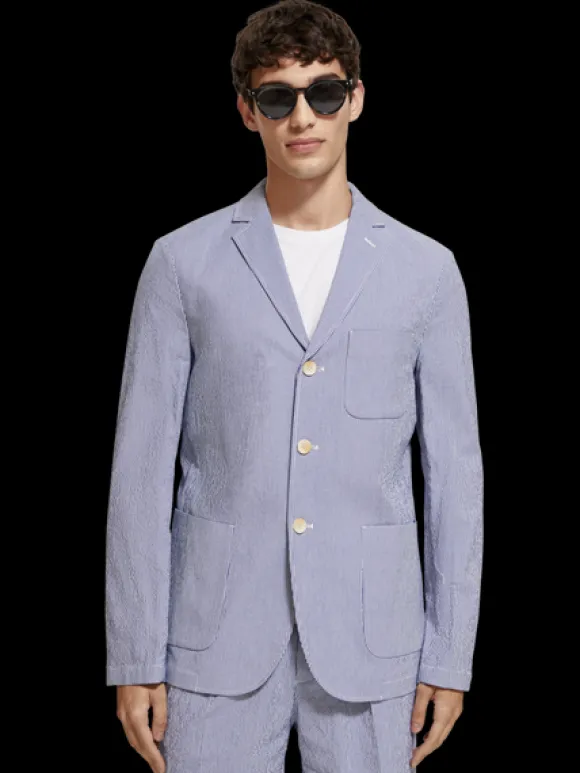 Unconstructed Striped Seersucker Blazer