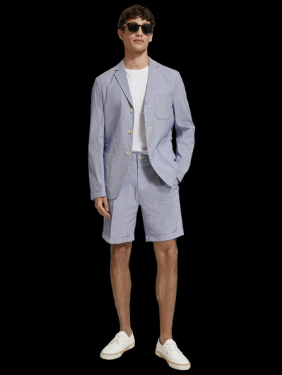 Unconstructed Striped Seersucker Blazer