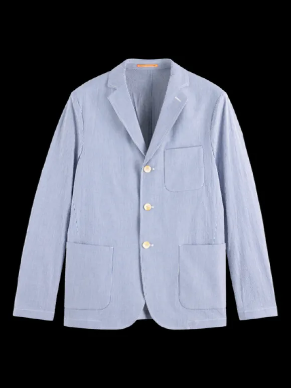 Unconstructed Striped Seersucker Blazer