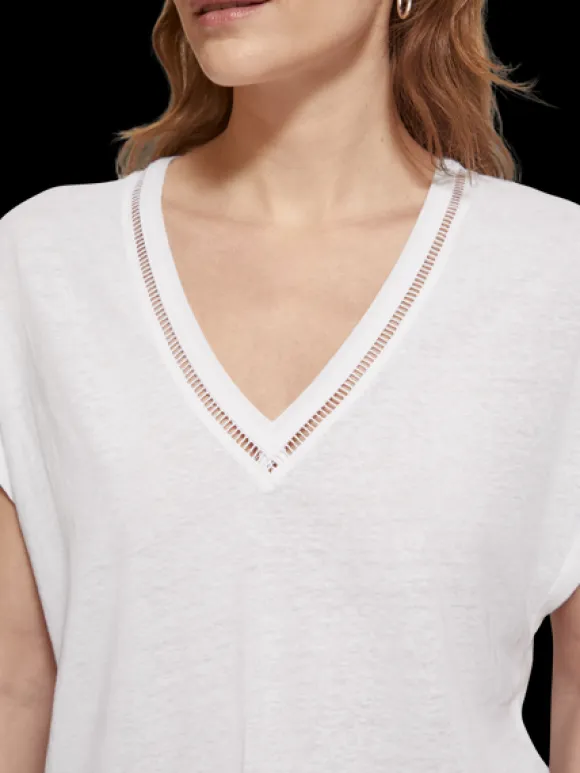 V-Neck Ladder Detail T-Shirt