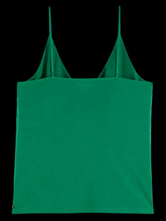 Woven Front Jersey Tank Top