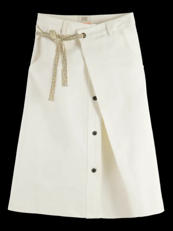 Wrap Front Midi Skirt
